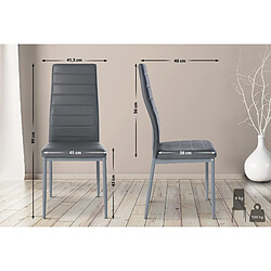 Decoshop26 Lot de 6 chaises de salle à manger design simple en synthétique gris avec couture cadre en métal noir CDS10295