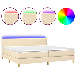 vidaXL Sommier à lattes de lit et matelas et LED Crème 200x200cm Tissu