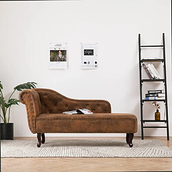 vidaXL Chaise longue Marron Similicuir daim 