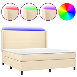 vidaXL Sommier à lattes de lit matelas LED Crème 180x200 cm Tissu