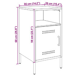 vidaXL Table de chevet noir 36x39x68 cm acier pas cher