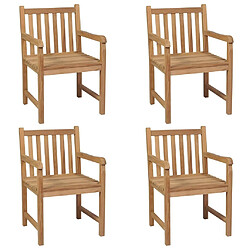 Maison Chic Lot de 4 Chaises de jardin,Fauteuil d'extérieur avec coussins blanc crème Teck solide -MN10795