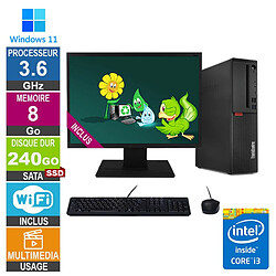 PC Lenovo M720s i3-8100 3.60GHz 8Go/240Go SSD Wifi W11 + Ecran 22 · Reconditionné 