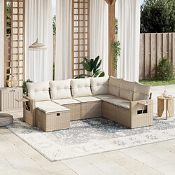 vidaXL Salon de jardin avec coussins 7 pcs beige résine tressée 