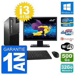 PC Lenovo M93p SFF Ecran 22" Intel i3-4130 RAM 32Go Disque 500Go Windows 10 Wifi · Occasion 