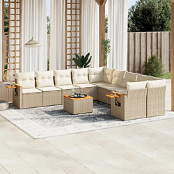 Maison Chic Salon de jardin 11 pcs avec coussins | Ensemble de Table et chaises | Mobilier d'Extérieur beige résine tressée -GKD80770