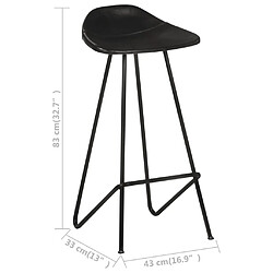 vidaXL Tabourets de bar lot de 2 noir cuir véritable pas cher