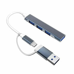 Hub USB Moxie 4 en 1 avec adaptateur USB-C Femelle vers USB-A Mâle Argent 