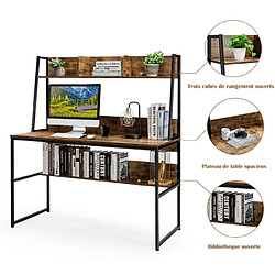 Acheter Helloshop26 Bureau avec niche et bibliothèque table d'étude de 120 cm table de travail pour ordinateur portable peu encombrant marron rustique 20_0007969