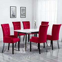 vidaXL Chaises à manger avec accoudoirs lot de 6 rouge velours