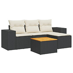 Maison Chic Salon de jardin 5 pcs avec coussins | Ensemble de Table et chaises | Mobilier d'Extérieur noir résine tressée -GKD13802