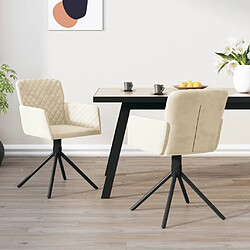 vidaXL Chaises pivotantes à manger lot de 2 Crème Velours 