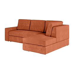 Avis Loungitude Canapé d'angle droit convertible ARTEMIS 4 places - Velours côtelé terracotta - L246 x P174 x H96 cm