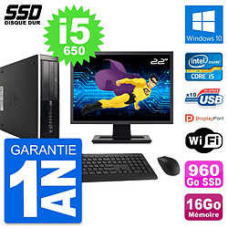 PC HP 8100 SFF Ecran 22" Intel Core i5-650 RAM 16Go SSD 960Go Windows 10 Wifi · Occasion 