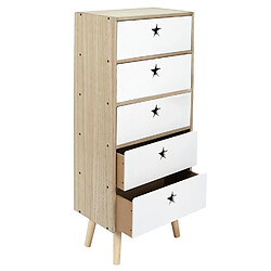 Toilinux Chiffonnier 5 tiroirs - en MDF et Bois - Blanc et Marron pas cher