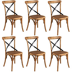 Aubry Gaspard Chaise bistrot en hêtre vieilli Lot de 6.