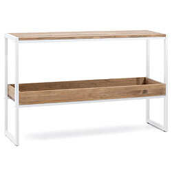 Ds Meubles Console Icub double plateau 32x120 BL-EV Console Icub double plateau industriel 32x120x75cm Blanc - Pin Vieilli