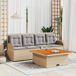 vidaXL Salon de jardin avec coussins 3 pcs beige résine tressée