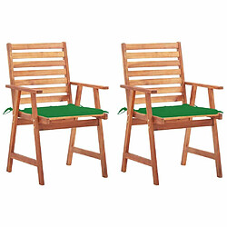 Maison Chic Lot de 2 Chaises à dîner de jardin avec coussins,Fauteuil/Chaises à manger d'extérieur Acacia massif -MN23692