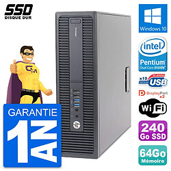 PC HP ProDesk 600 G2 SFF Intel Pentium G4400 RAM 64Go SSD 240Go Windows 10 Wifi · Occasion 