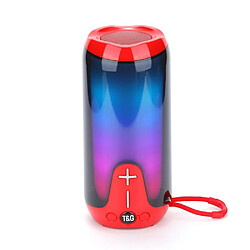 Yonis Enceinte Bluetooth TWS Subwoofer Portable LED Enceinte Bluetooth Portable LED Haut-Parleur Sans Fil Subwoofer Extérieur TWS Rouge YONIS