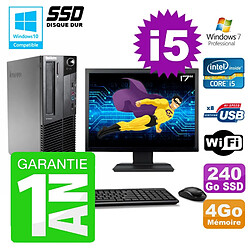 PC Lenovo M91p SFF Intel I5-2400 4Go Disque 240Go SSD Graveur Wifi W7 Ecran 17" - Occasion