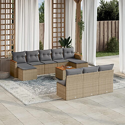 vidaXL Salon de jardin et coussins 11 pcs mélange beige résine tressée 