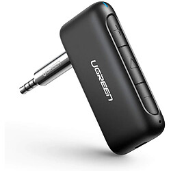 UGREEN Récepteur Bluetooth 5.0 Voiture Aux 3.5mm Jack Adaptateur Audio sans Fil Autoradio Kit Mains Libres Deux Connexions avec Micro Intégré pour Streaming Maison Kit Auto Voiture Casque Enceinte