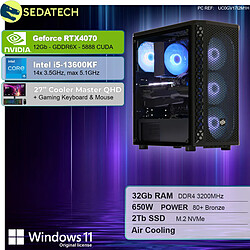 Sedatech Pack PC Gamer Pro • Intel i5-13600KF • RTX4070 • 32Go RAM • 2To SSD M.2 • Windows 11 • Moniteur 27''