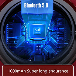 General Casque Bluetooth sur l'oreille, casque Hi-Res sur l'oreille pour la surveillance et le mixage en studio, casques pliables avec son stéréo sans fil/filaire, oreillette en cuir protéiné(noir rouge)