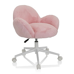 Chaise de bureau enfant / Chaise enfant KID TEDDY en peluche synthétique rose hjh OFFICE pas cher