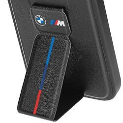 BMW Coque pour iPhone 15 Pro Simili Cuir Béquille Support Noir