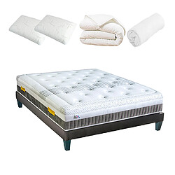 Olympe Literie Pack Delphes Pack Prêt à dormir DELPHES 160x200 cm | Matelas Mémoire de forme + Sommier + Accessoires