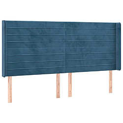 Maison Chic Tête de lit scandinave avec oreilles,meuble de chambre Bleu foncé 163x16x118/128 cm Velours -MN76354