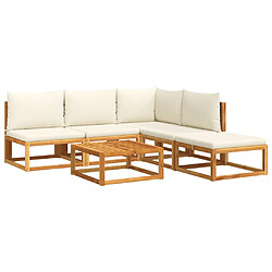 vidaXL Salon de jardin avec coussins 6 pcs bois d'acacia solide