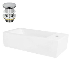 ML-Design Lavabo céramique blanc trou de robinet à droite bonde de vidage chrome 51x25 cm 