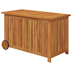 Helloshop26 Coffre boîte meuble de jardin rangement avec roues 90 x 50 x 58 cm bois acacia 02_0013067 