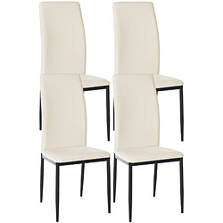 Decoshop26 Lot de 4 chaises de salle à manger design simple en synthétique crème cadre en métal noir CDS10398 