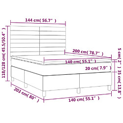 vidaXL Sommier à lattes de lit avec matelas Noir 140x200 cm Velours pas cher