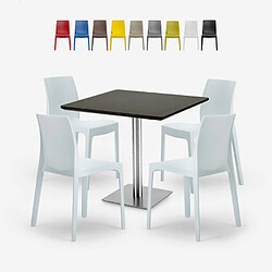 Grand Soleil Lot De 4 Chaises Empilables Bar Cuisine Table Horeca Noir 90x90cm Jasper Black, Couleur: Blanc