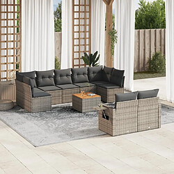 Maison Chic Salon de jardin avec coussins 10 pcs, Ensemble Tables et chaises de jardin, gris résine tressée -GKD933760