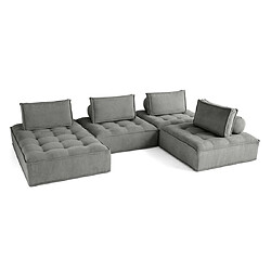 Bestmobilier Marisol - canapé panoramique modulable 7 places - velours texturé Marisol - canapé panoramique modulable 7 places - velours texturé - Gris