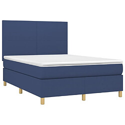 Avis Maison Chic Lit adulte- Lit + matelas,Sommier à lattes de lit et matelas et LED Bleu 140x190 cm Tissu -GKD69324