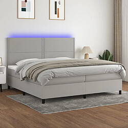 vidaXL Sommier à lattes de lit et matelas et LED Gris clair 200x200 cm