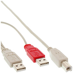 InLine®, Câble de raccordement USB 2.0 2x prise A à prise B, 1,0m