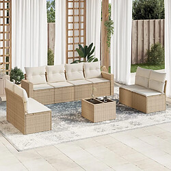 vidaXL Salon de jardin avec coussins 9 pcs beige résine tressée 