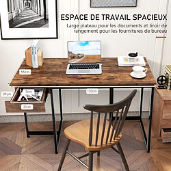 Avis Helloshop26 Bureau d'ordinateur 120cm tiroir cadre en métal repose-pieds réglables bureau moderne station de travail pour ordinateur portable café 20_0004829