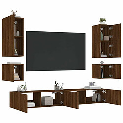 Maison Chic Lot de 6 Meuble TV muraux, Banc TV avec lumières LED pour salon, Meuble de rangement chêne marron -GKD24837