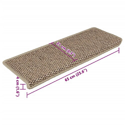 vidaXL Tapis d'escalier autocollants 15 pcs 65x21x4 cm Sable pas cher