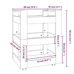 Maison Chic Desserte de cuisine | Chariot de cuisine | Meuble de rangement roulant Noir 60x45x80 cm Bois d'ingénierie -GKD31106 pas cher